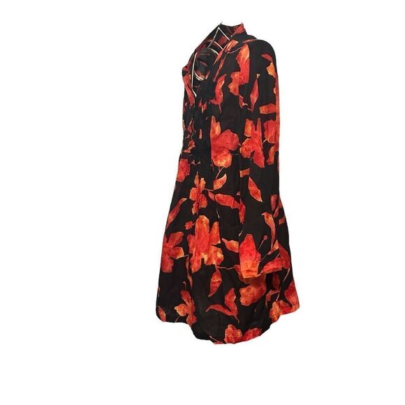 SOFT SURROUNDINGS Hibiscus Floral Tunic Top Shirt Blouse  Sz medium Good CONDITI - Picture 4 of 9